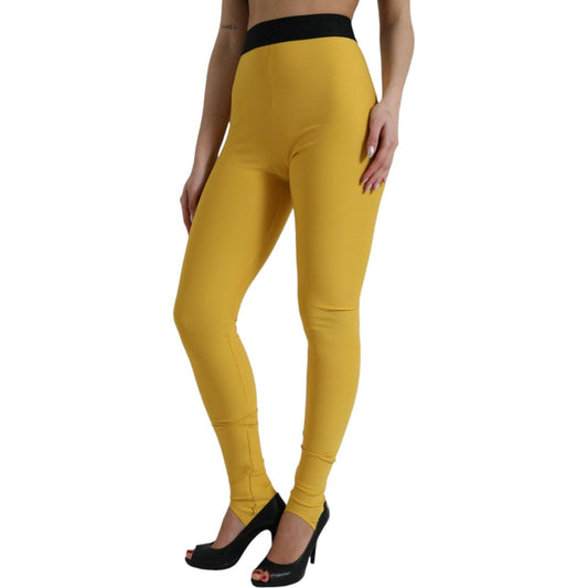 Elegant High Waist Yellow Leggings