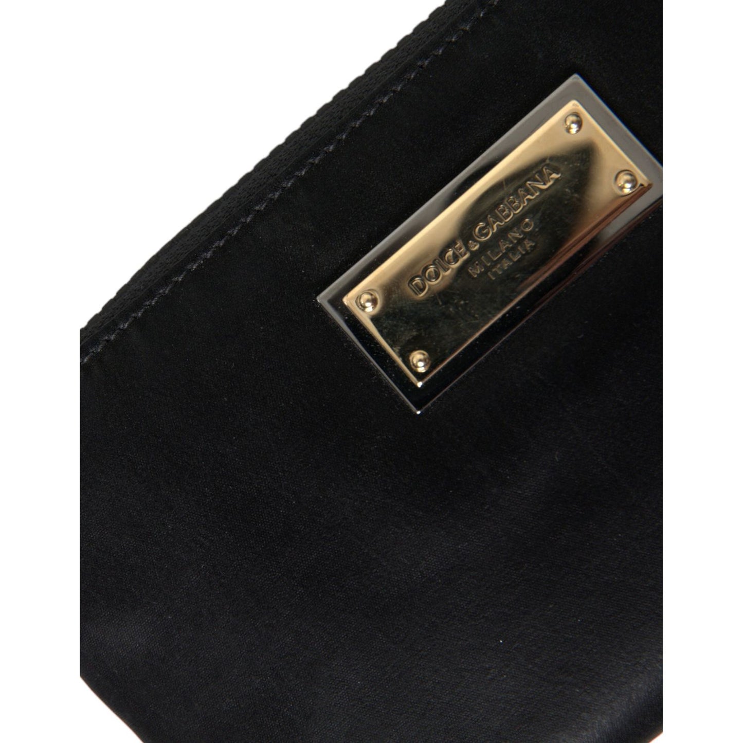 Dolce & Gabbana Elegant Black Nylon & Leather Pouch Dolce & Gabbana