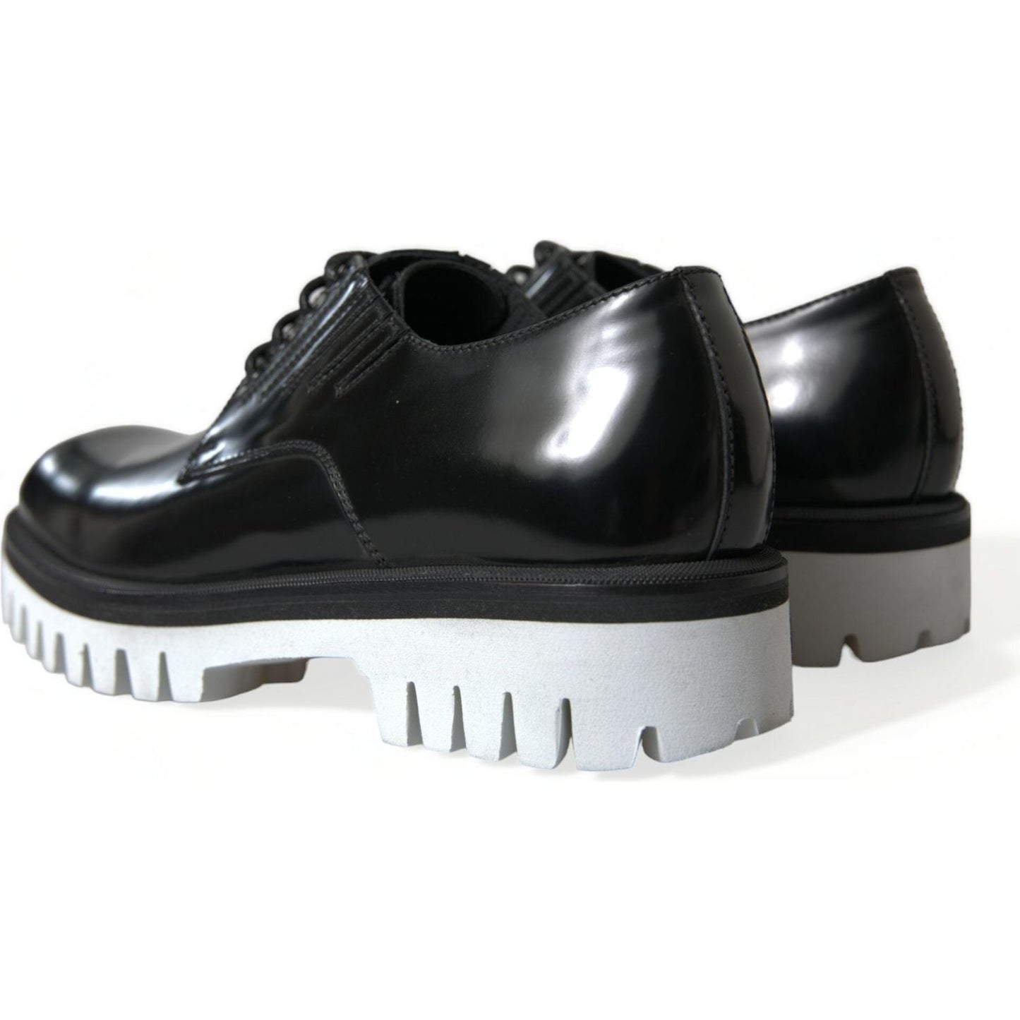 Dolce & Gabbana Sophisticated Black and White Leather Derby Shoes Dolce & Gabbana