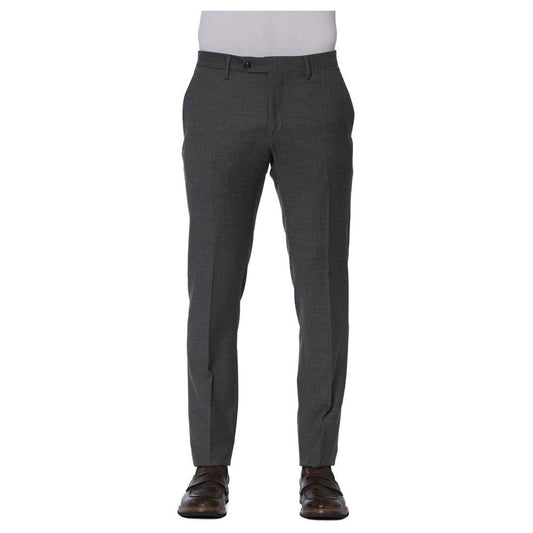 Elegant Gray Trousers with Tailored Finish