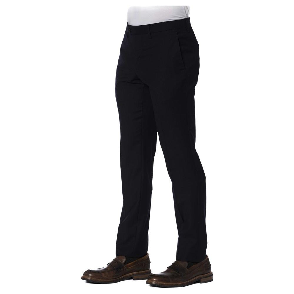 Trussardi Blue Wool Men Trouser Trussardi Black