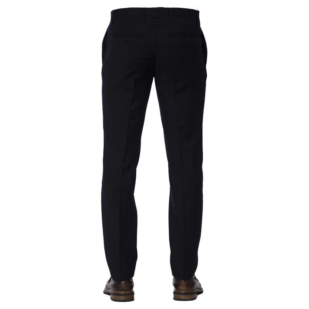 Trussardi Blue Wool Men Trouser Trussardi Black