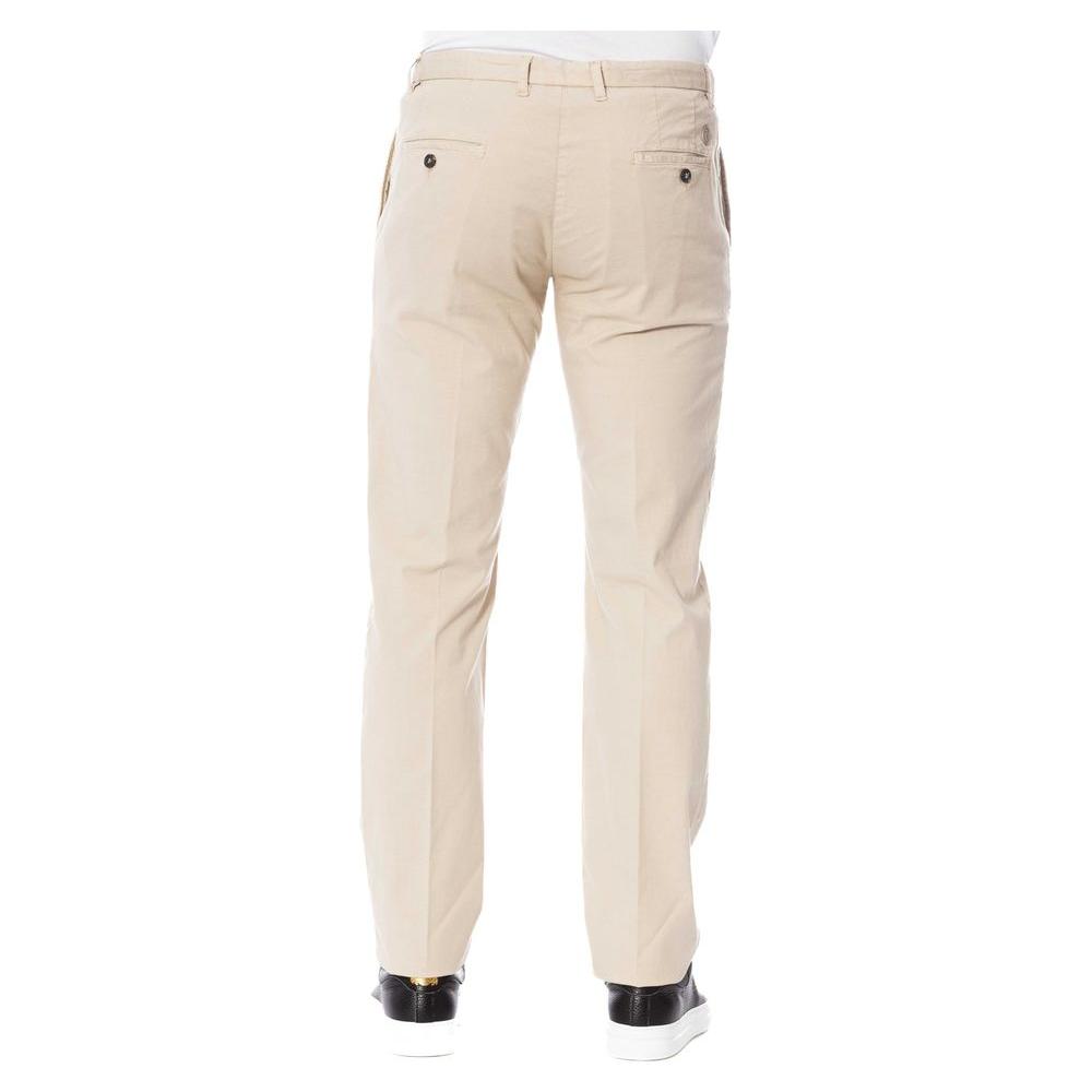 Trussardi Beige Cotton Men Trouser Trussardi Light Gray