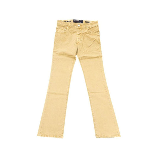 Elegant Beige Cotton Blend Jeans