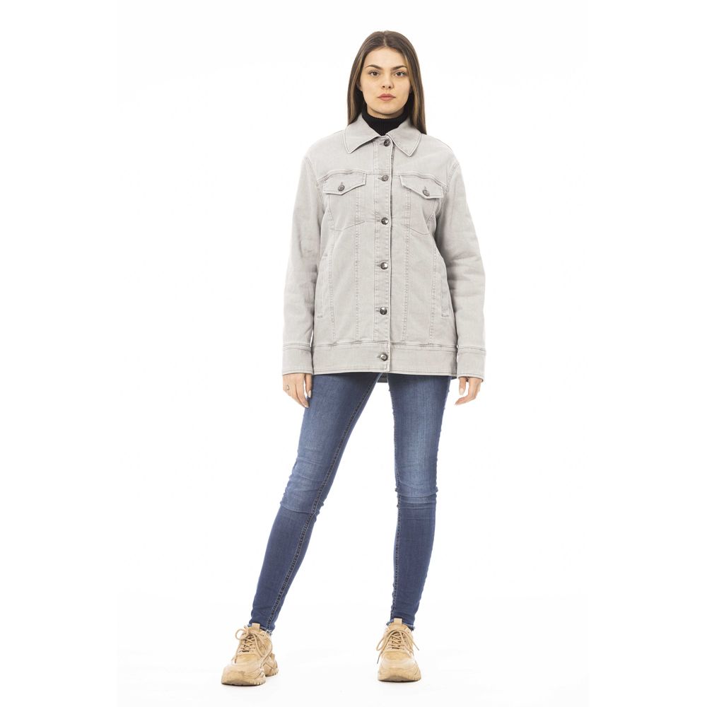 Jacob Cohen Gray Cotton Women Jacket 1728,67345744032,Clothing,Denim Jackets - Jackets & Coats - Clothing,Gray,IT48|XXL,Jackets & Coats - Clothing,Jackets & Coats - Women - Clothing,Jacob Cohen,New with tags,Women,Women - Clothing