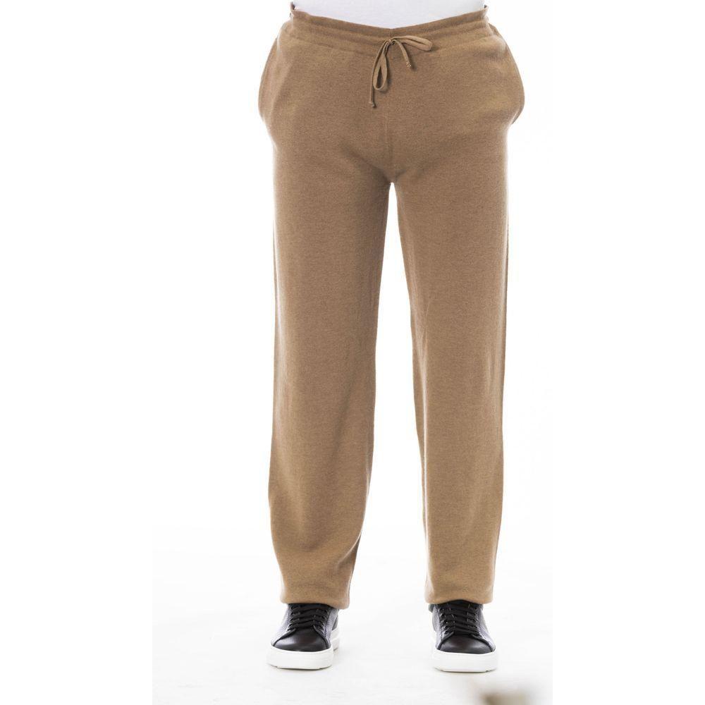 Alpha Studio Beige Wool Men Pant Alpha Studio