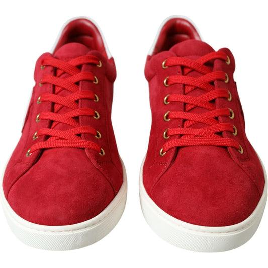 Dolce & Gabbana Elegant Red & White Leather Sneakers Dolce & Gabbana