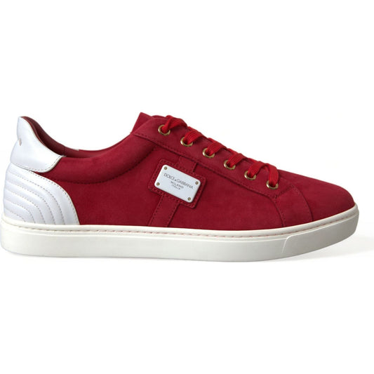 Dolce & Gabbana Elegant Red & White Leather Sneakers Dolce & Gabbana