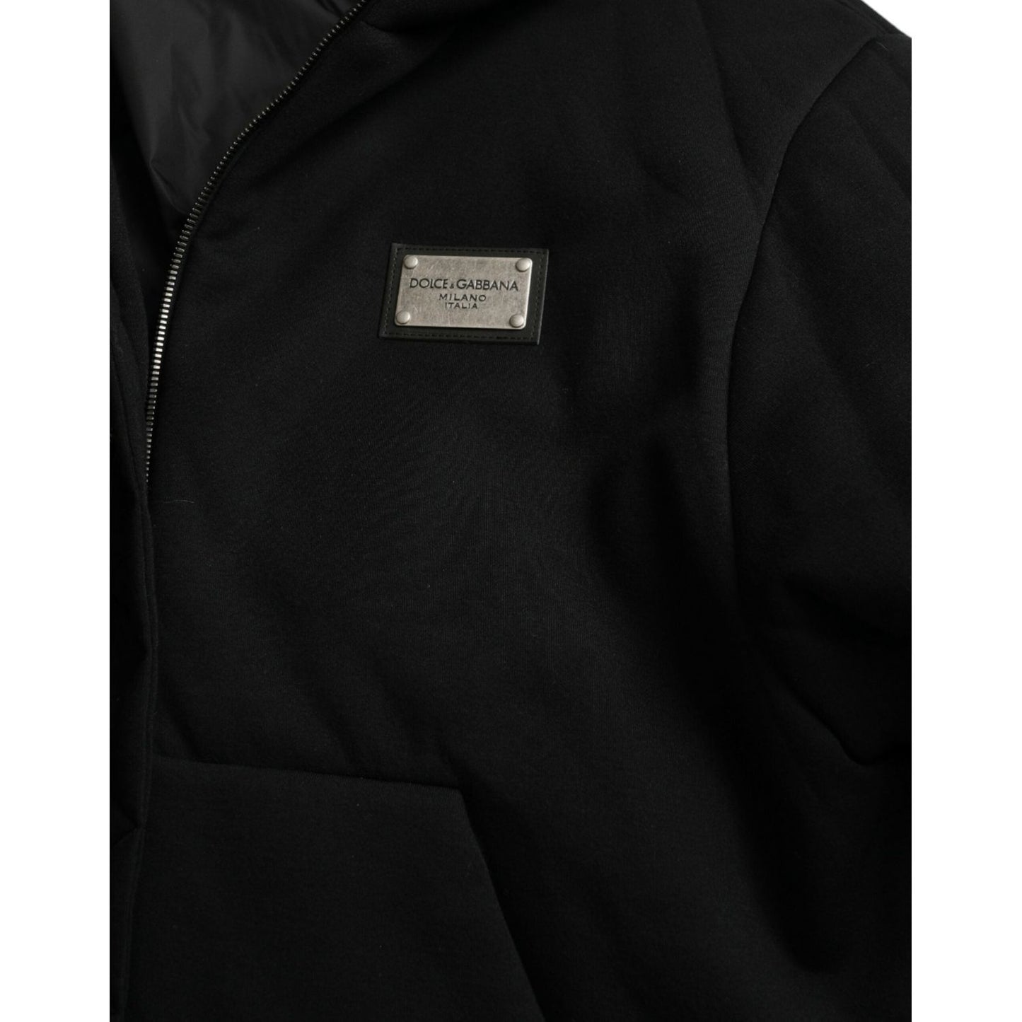 Dolce & Gabbana Elegant Black Bomber Jacket with Hood Dolce & Gabbana