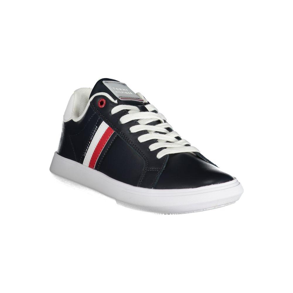 Tommy Hilfiger Sleek Blue Lace-Up Sneakers with Contrast Details Tommy Hilfiger