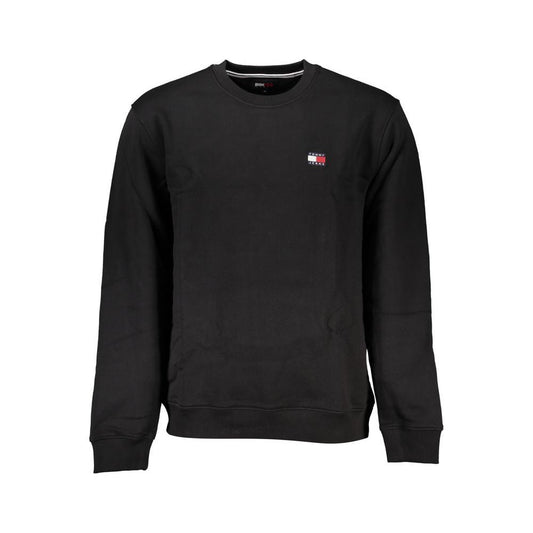 Tommy Hilfiger Sleek Black Cotton Crew Neck Sweatshirt