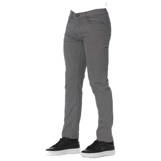 Elegant Gray Cotton Blend Pants