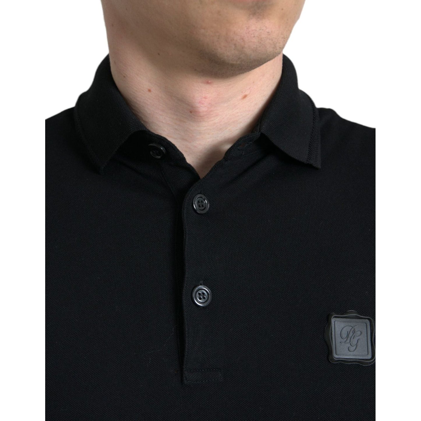 Dolce & Gabbana Elegant Black Cotton Polo Shirt Dolce & Gabbana