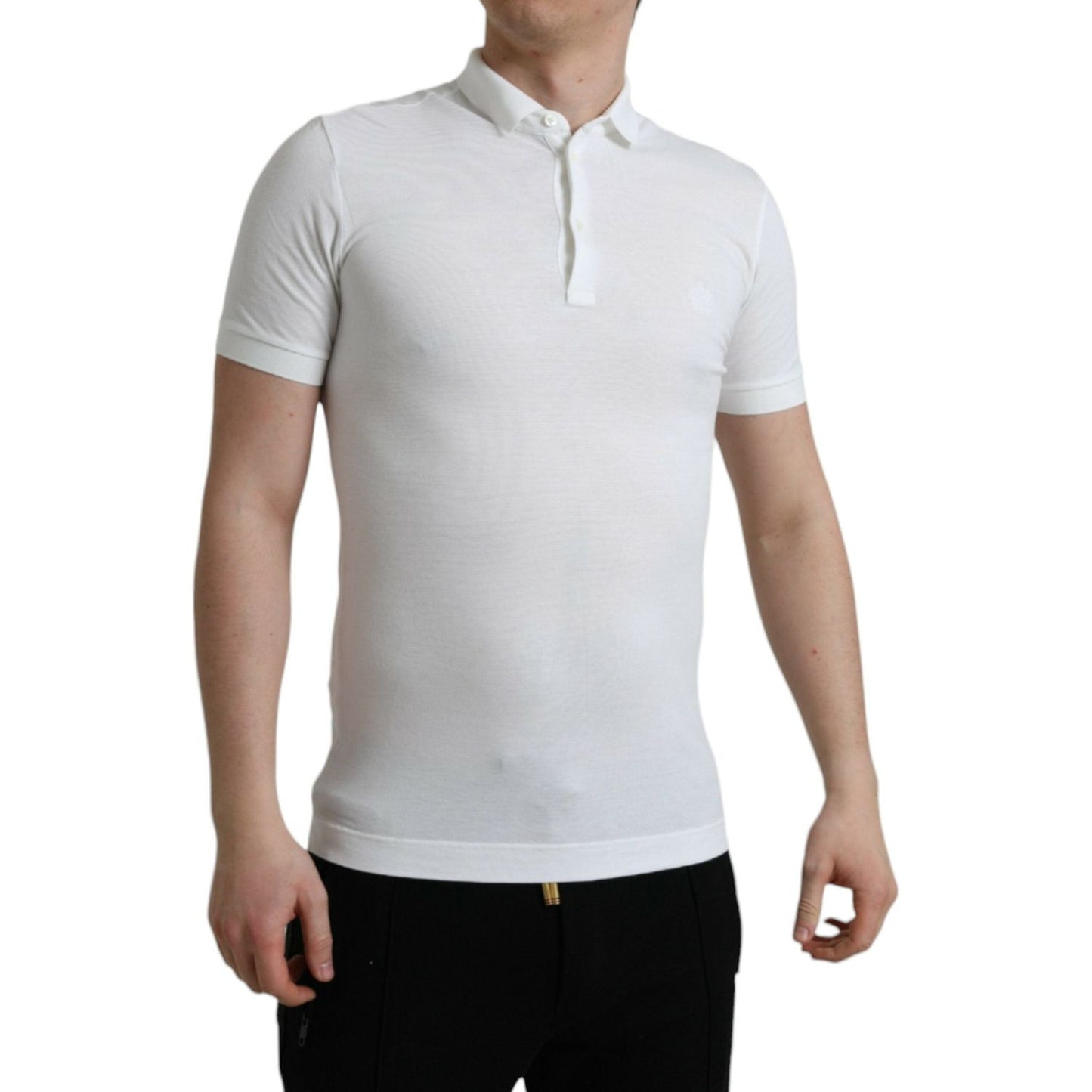 Dolce & Gabbana Crown Embroidered White Cotton Polo Dolce & Gabbana