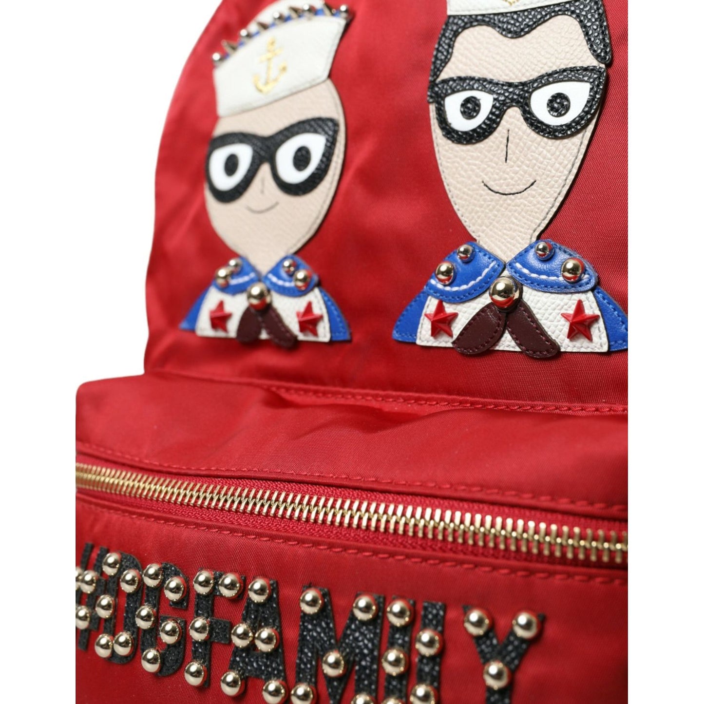 Dolce & Gabbana Embellished Red Backpack with Gold Detailing Dolce & Gabbana