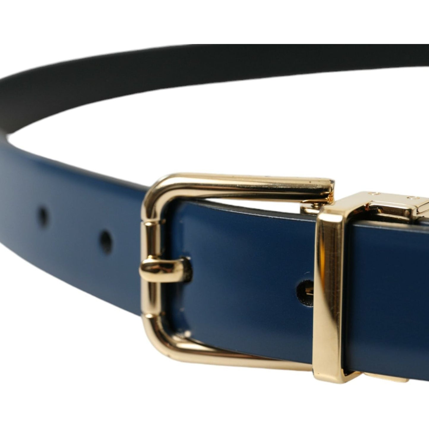 Dolce & Gabbana Elegant Blue Leather Belt with Metal Buckle Dolce & Gabbana