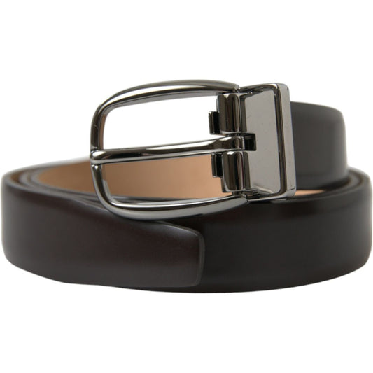 Dolce & Gabbana Elegant Dark Brown Calf Leather Belt Dolce & Gabbana