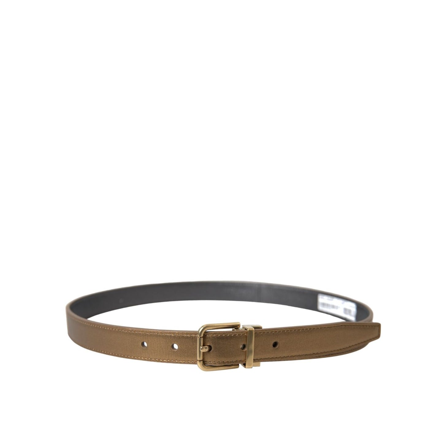 Dolce & Gabbana Metallic Gold Calf Leather Metal Buckle Belt