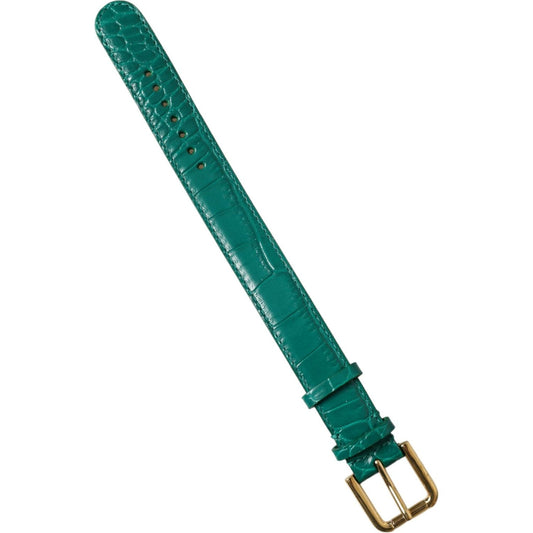 Dolce & Gabbana Elegant Green Leather Neck Band Dolce & Gabbana