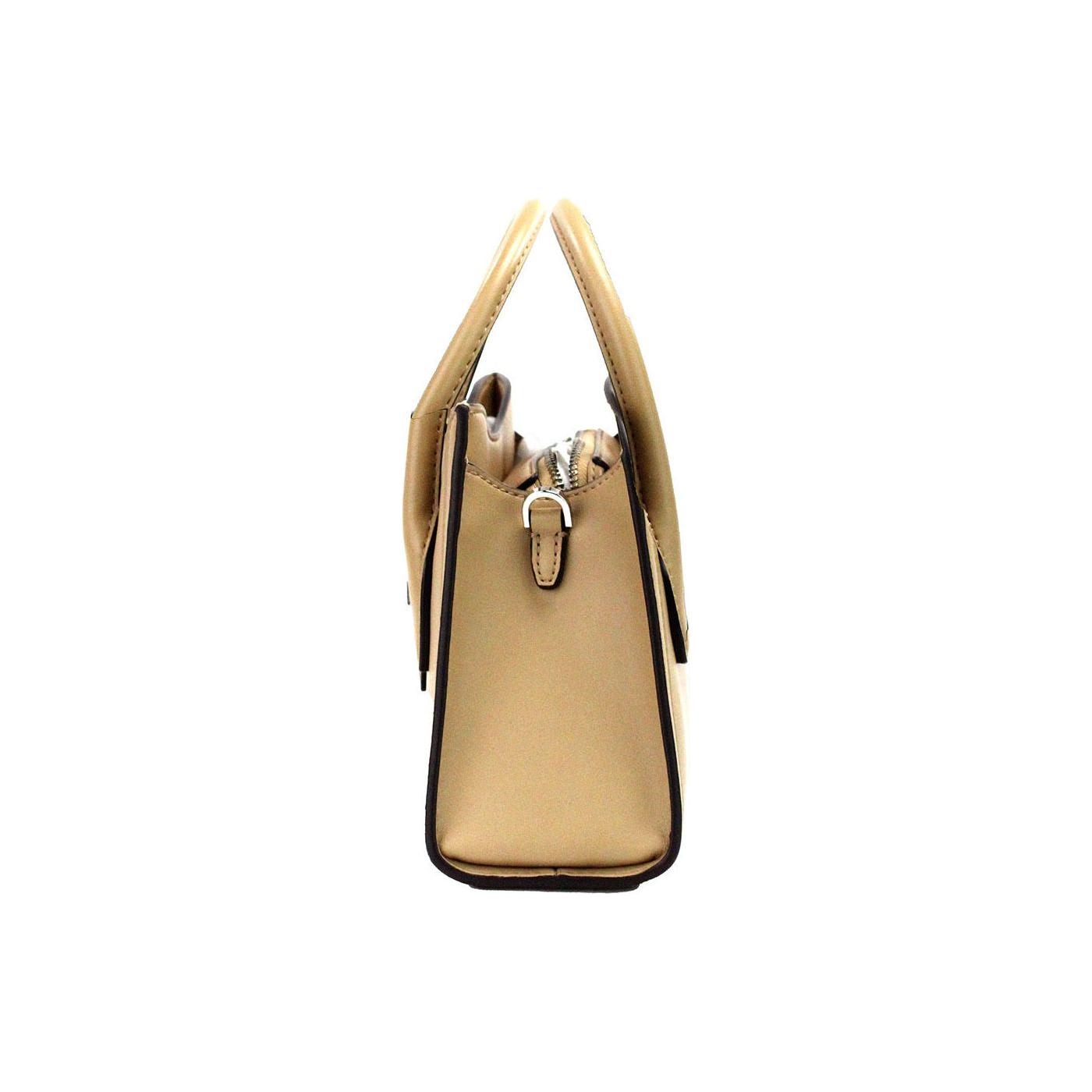 Michael Kors Gabby Small Camel Faux Leather Top Zip Satchel Crossbody Bag Michael Kors Dark Khaki