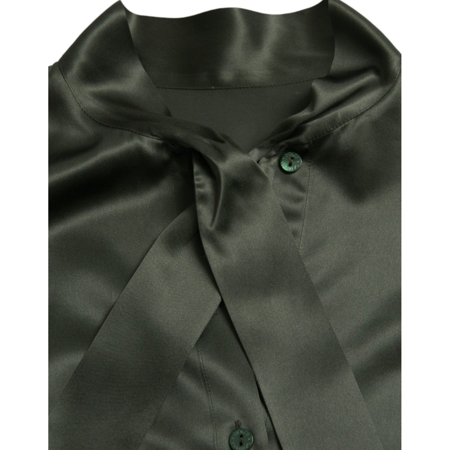 Dolce & Gabbana Gray Long Sleeves Ascot Collar Blouse Top