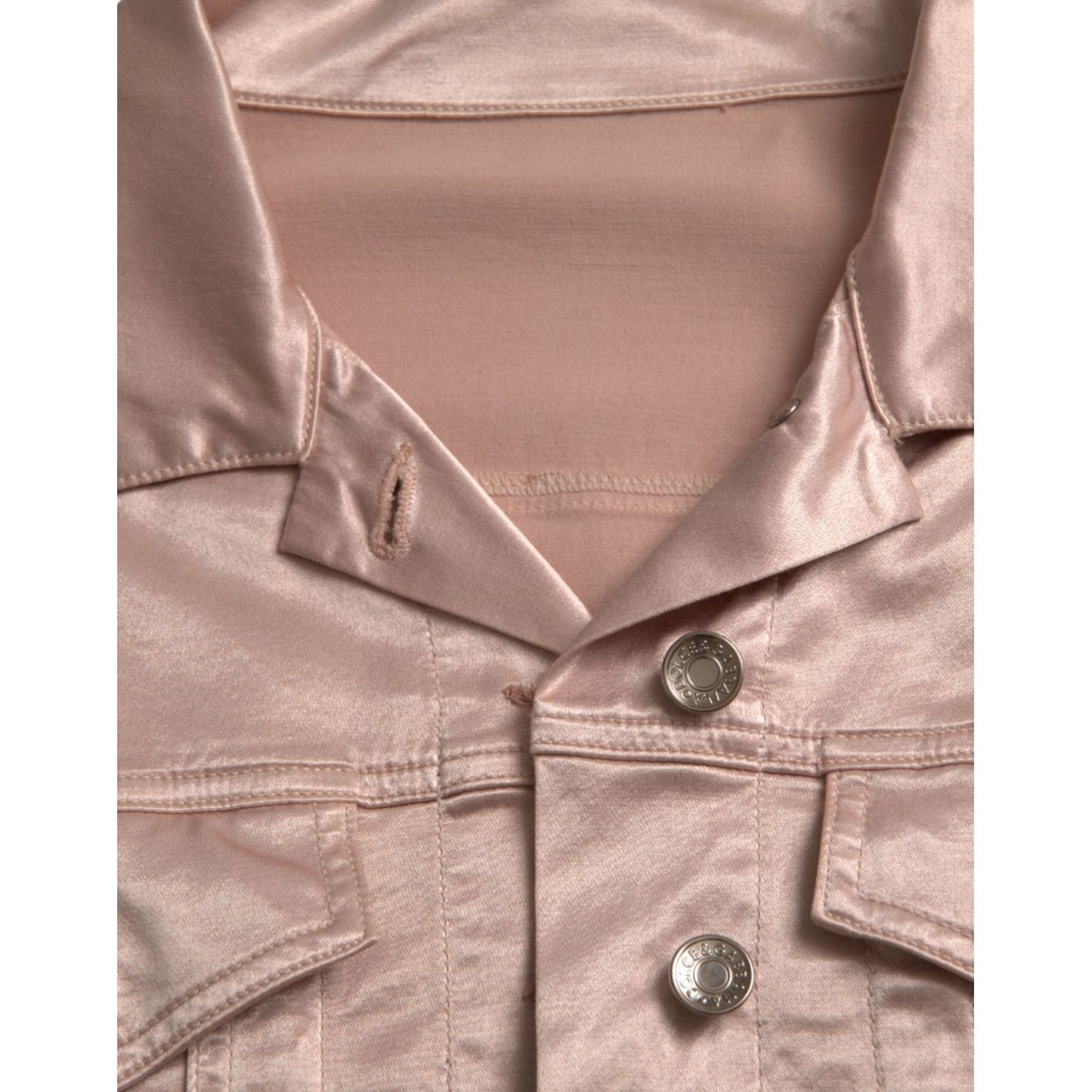 Dolce & Gabbana Pink Cotton Stretch Collared Cropped Jacket 1728,67345645728,Clothing,Coats - Jackets & Coats - Clothing,Dolce & Gabbana,IT40|S,Jackets & Coats - Clothing,Jackets & Coats - Women - Clothing,Material: 98% Cotton 2% Elastane,New with tags,Pi