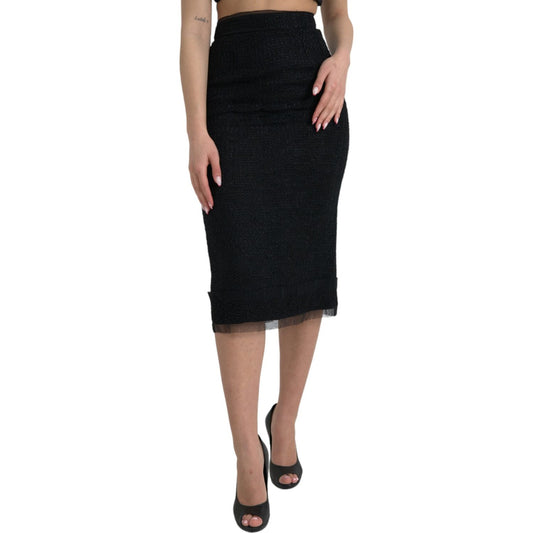 Dolce & Gabbana Black Wool High Waist Pencil Cut Midi Skirt 1728,67345645728,Black,Clothing,Dolce & Gabbana,IT40|S,Material: 36% Virgin Wool 35% Nylon 14% Cotton 12% Mohair 2% Elastane 1% Polyester,Midi - Skirts - Clothing,New with tags,Skirts - Clothing,