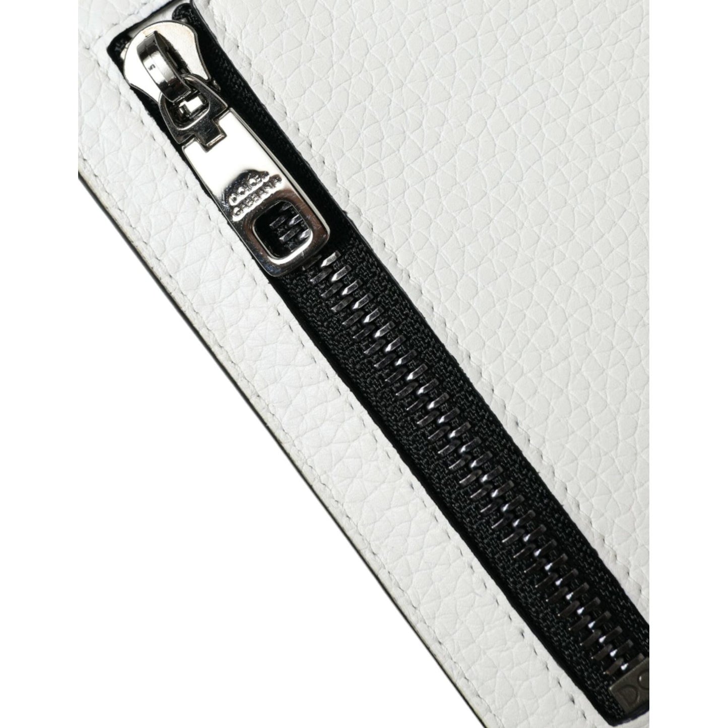 Dolce & Gabbana White Calf Leather Lanyard Logo Card Holder Wallet Dolce & Gabbana