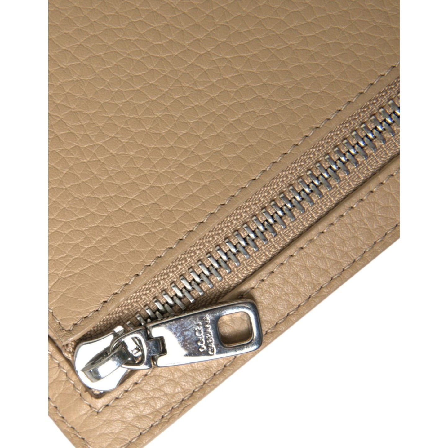 Dolce & Gabbana Beige Calf Leather Lanyard Logo Card Holder Wallet Dolce & Gabbana