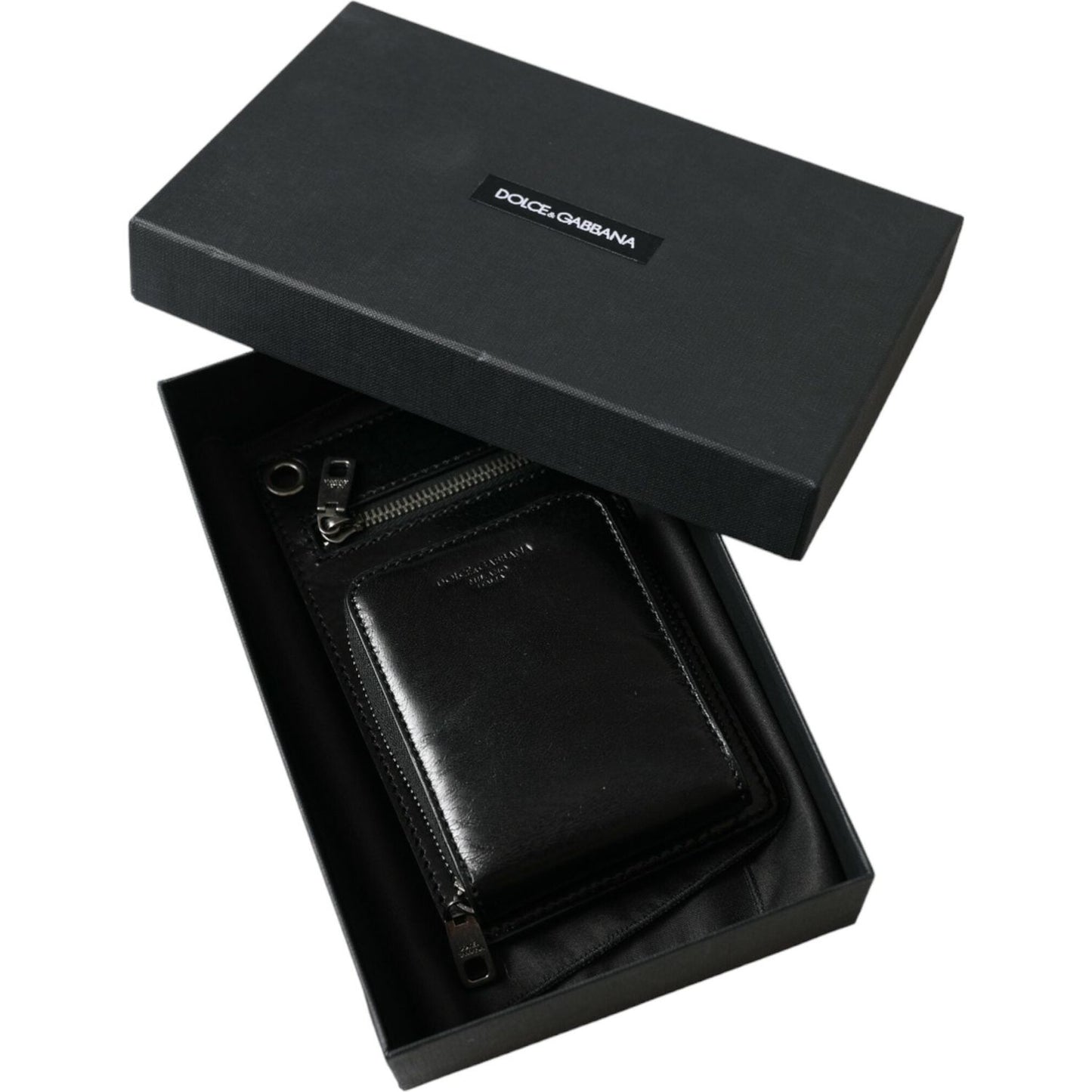 Dolce & Gabbana Wallet Black Horse Leather Zip Logo Cross Body Phone Slot Dolce & Gabbana