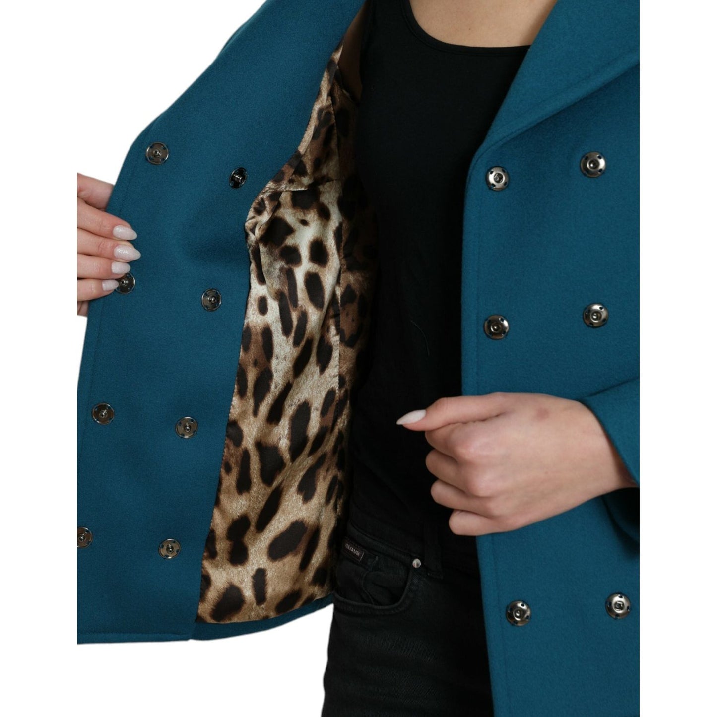 Dolce & Gabbana Blue Trench Wool Cashmere Short Coat Jacket Dolce & Gabbana