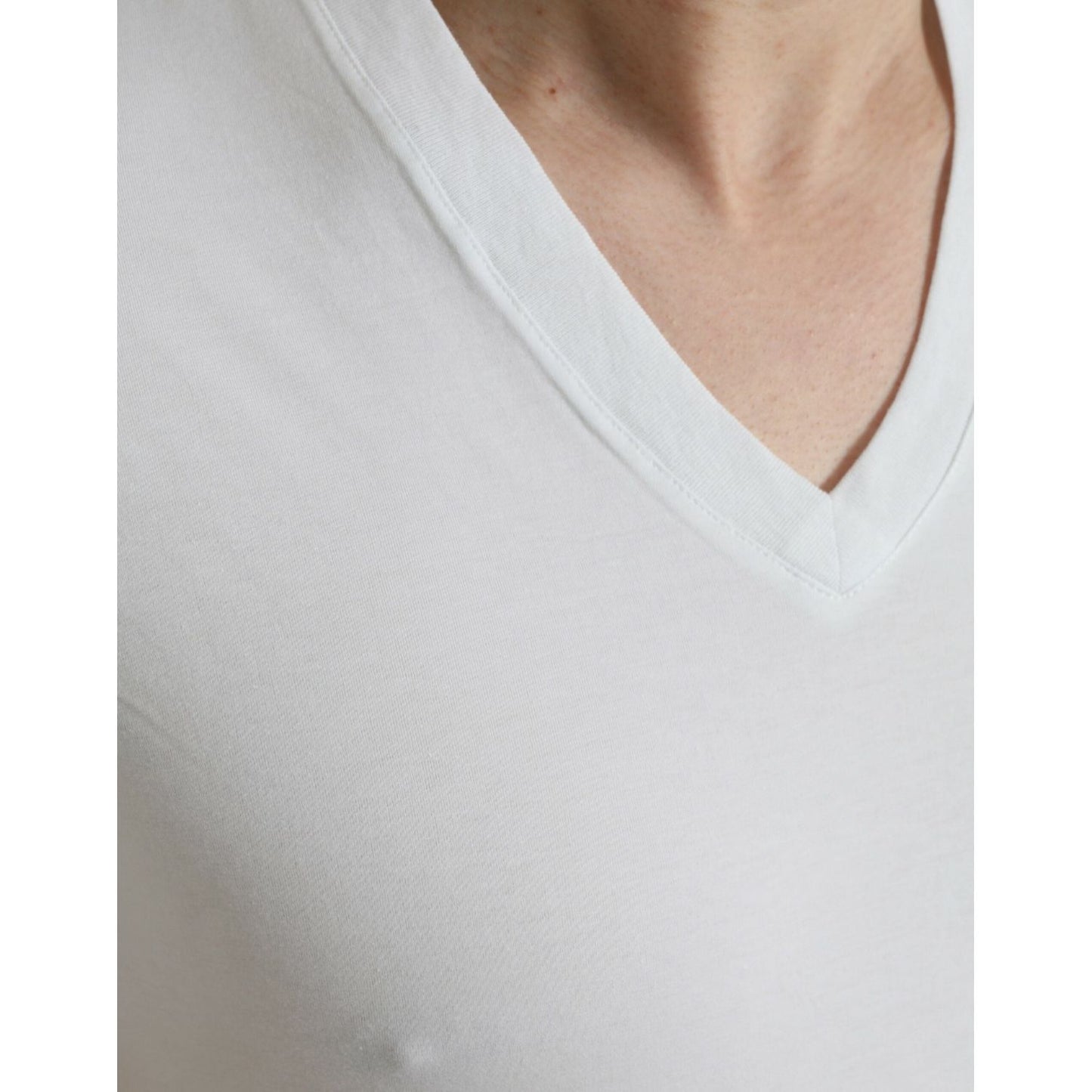 Dolce & Gabbana White Cotton V-neck Short Sleeve Underwear T-shirt Dolce & Gabbana