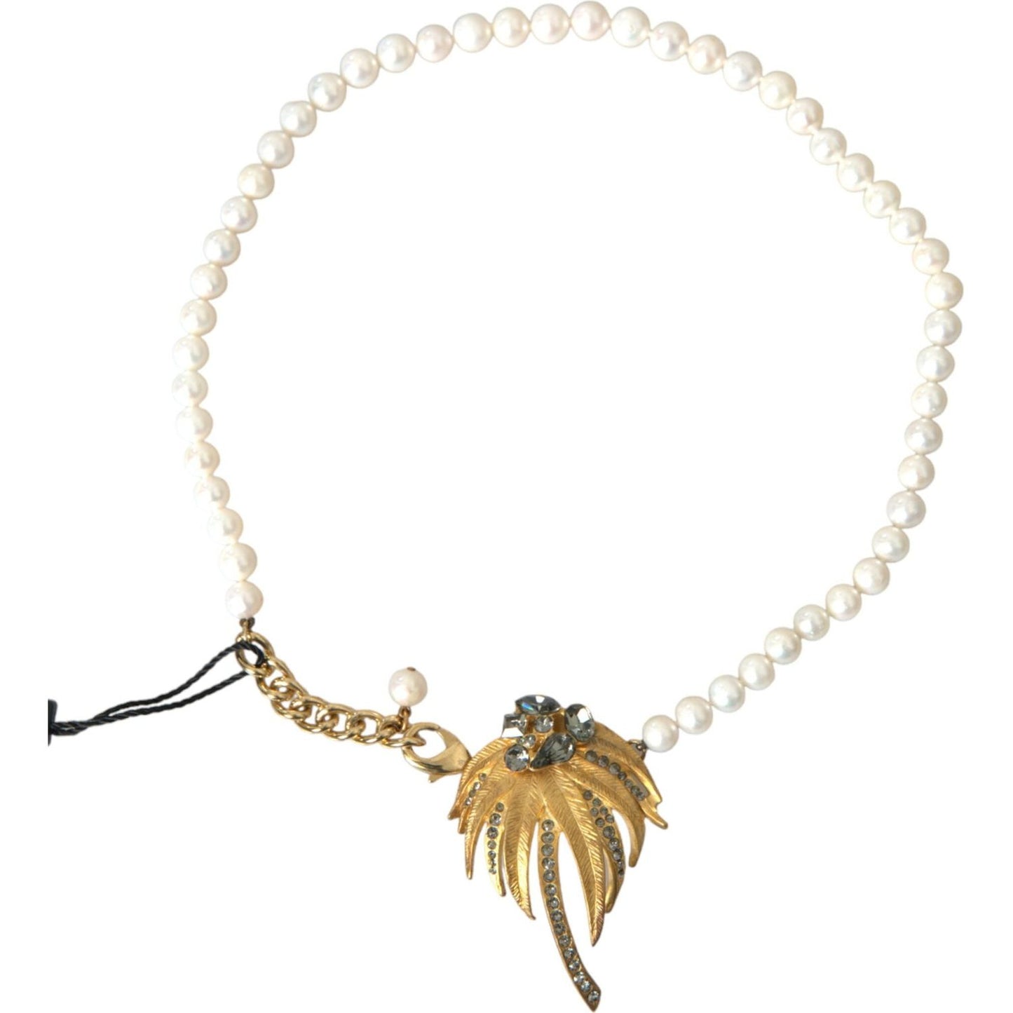 Dolce & Gabbana Gold Brass Crystal Pearl Tree Pendant Charm Necklace Necklace Dolce & Gabbana