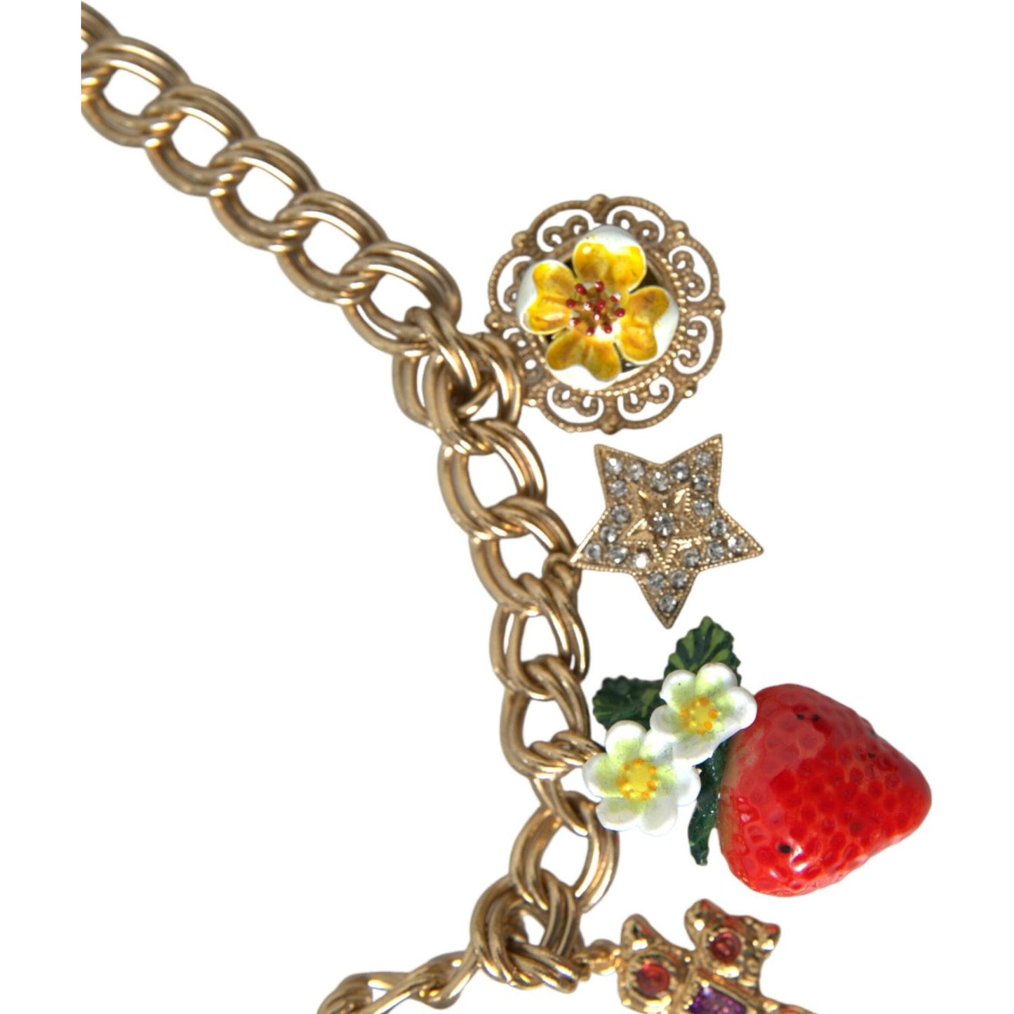 Dolce & Gabbana Gold Chain Rose Cross Strawberry Star Pendant Necklace Necklace Dolce & Gabbana