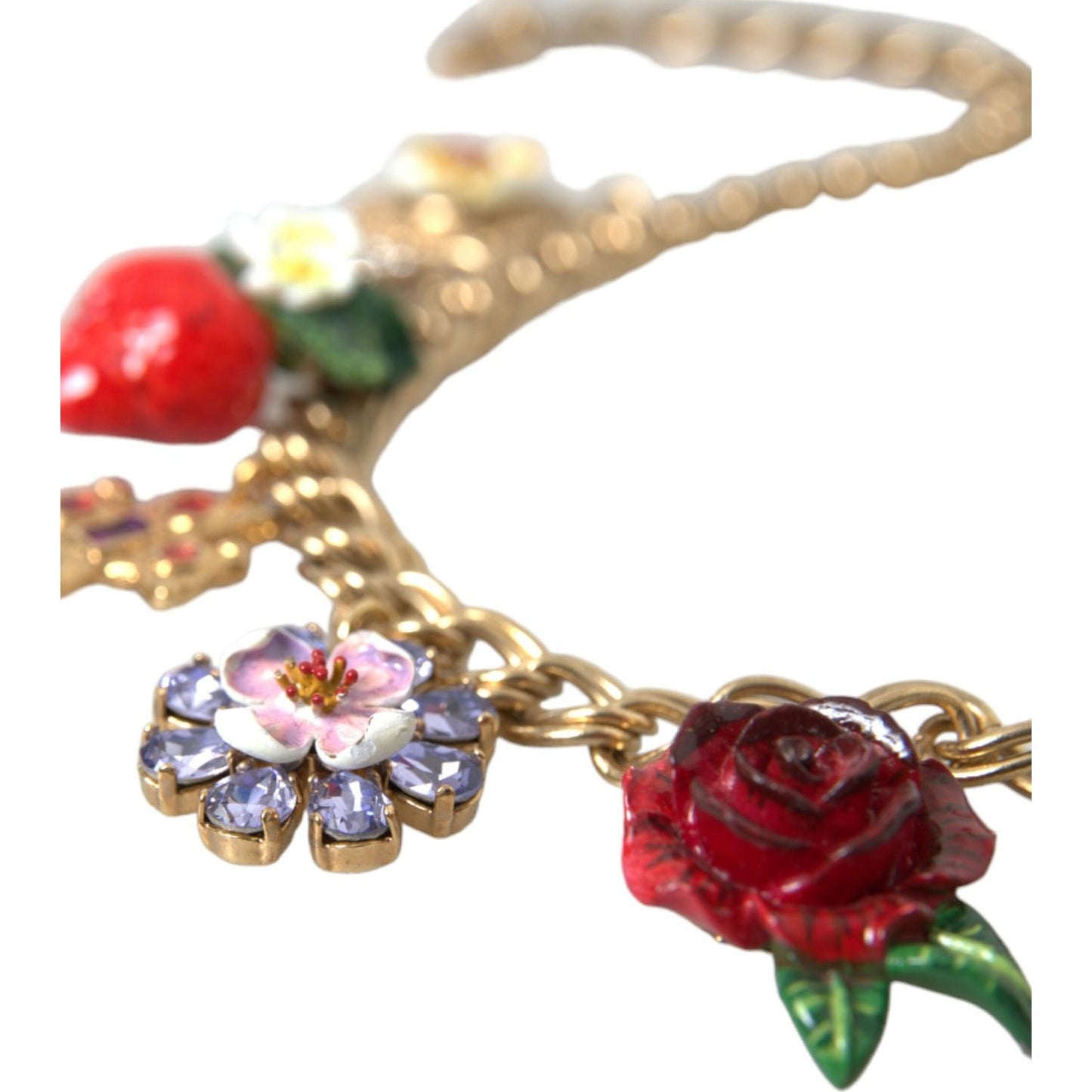 Dolce & Gabbana Gold Chain Rose Cross Strawberry Star Pendant Necklace Necklace Dolce & Gabbana