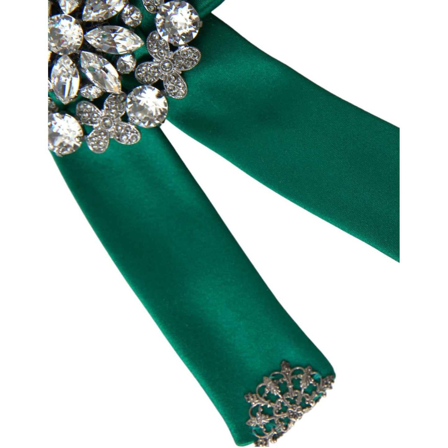 Dolce & Gabbana Green Satin Bird Crystal Women Hair Clip Dolce & Gabbana