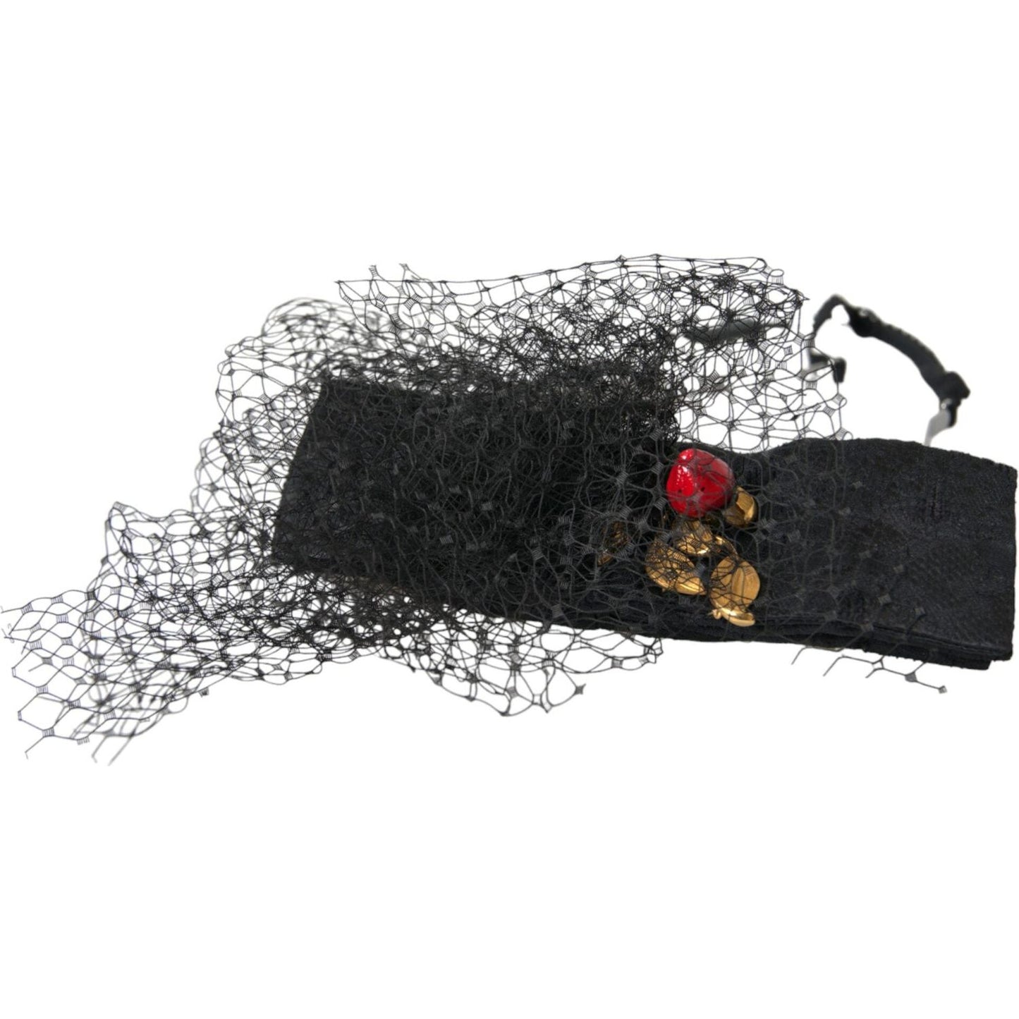 Dolce & Gabbana Black Strawberry Sicily Crystal Mesh Net Headband Diadem Dolce & Gabbana