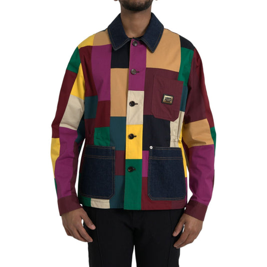 Dolce & Gabbana Multicolor Patchwork Cotton Collared Jacket Dolce & Gabbana