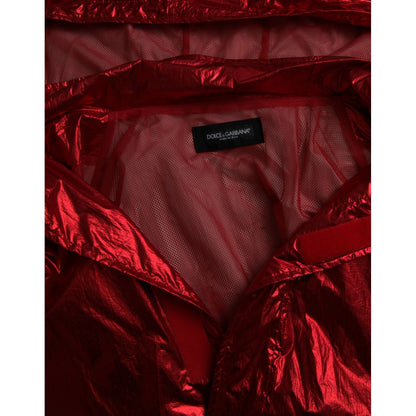 Dolce & Gabbana Red Nylon Hooded Pullover Sweatshirt Jacket 1728,67345645728,Clothing,Coats - Jackets & Coats - Clothing,Dolce & Gabbana,IT54 | XL,Jackets & Coats - Clothing,Jackets - Men - Clothing,Material: 100% Nylon,Men,New with tags,Red