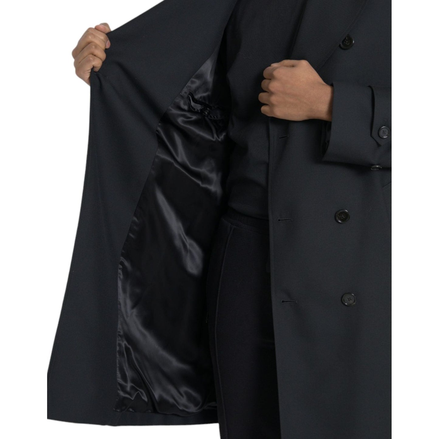 Dolce & Gabbana Black Double Breasted Trench Coat Jacket Dolce & Gabbana