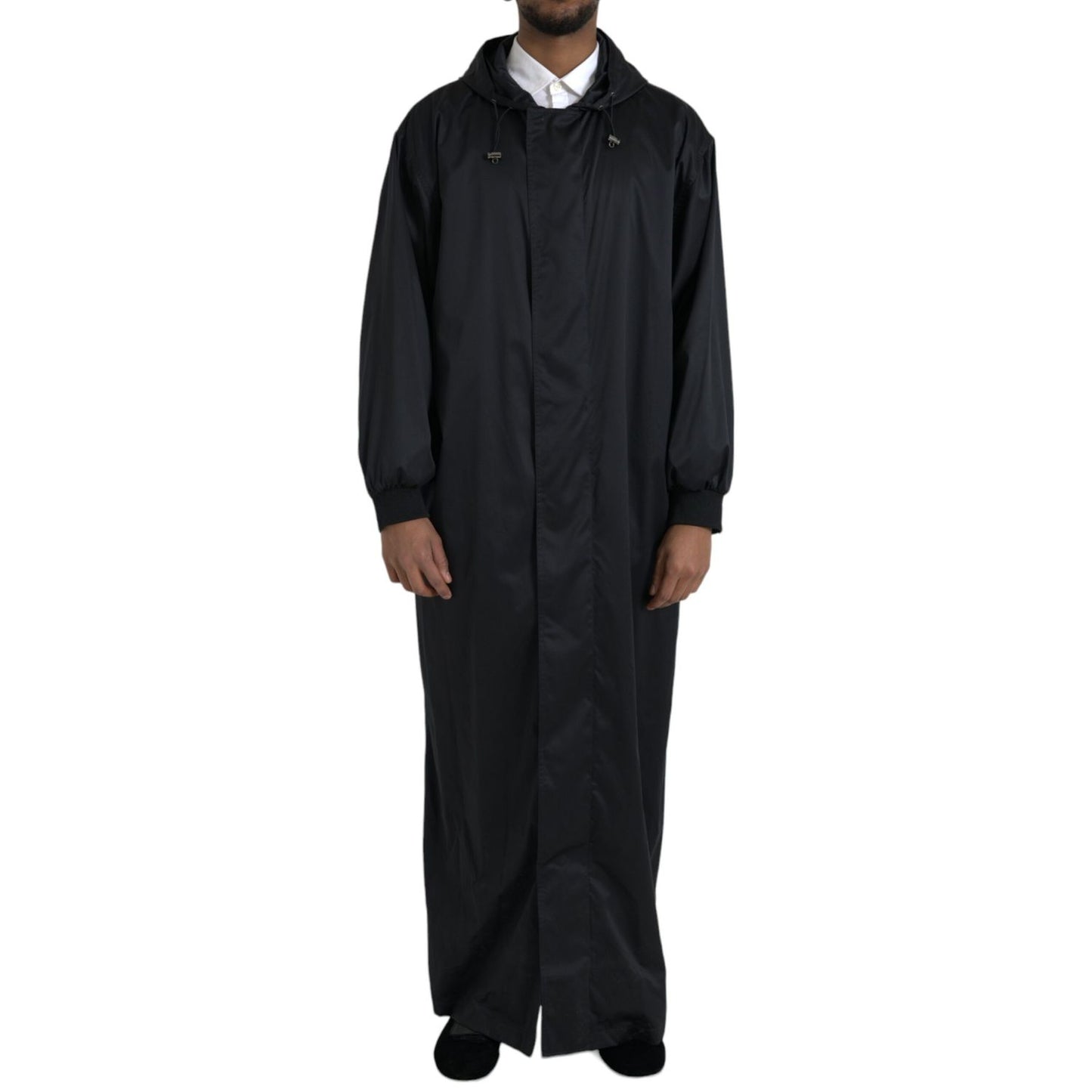 Dolce & Gabbana Black Polyester Hooded Long Windbreaker Jacket 1728,67345645728,Black,Clothing,Dolce & Gabbana,Full-Length Jackets - Jackets & Coats - Clothing,IT46 | S,IT48 | M,IT50 | L,IT52 | XL,Jackets & Coats - Clothing,Jackets - Men - Clothing,Materi