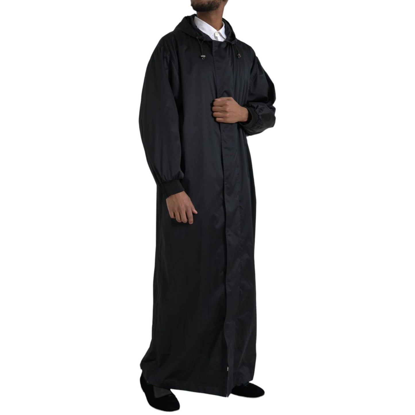 Dolce & Gabbana Black Polyester Hooded Long Windbreaker Jacket 1728,67345645728,Black,Clothing,Dolce & Gabbana,Full-Length Jackets - Jackets & Coats - Clothing,IT46 | S,IT48 | M,IT50 | L,IT52 | XL,Jackets & Coats - Clothing,Jackets - Men - Clothing,Materi