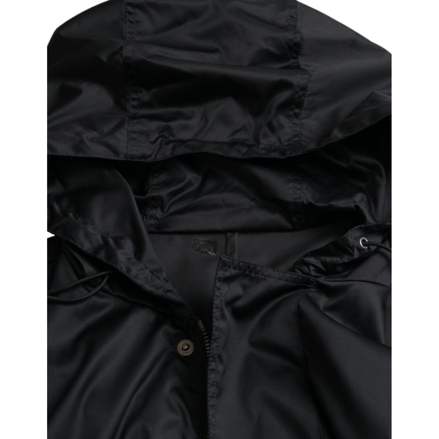 Dolce & Gabbana Black Polyester Hooded Long Windbreaker Jacket 1728,67345645728,Black,Clothing,Dolce & Gabbana,Full-Length Jackets - Jackets & Coats - Clothing,IT46 | S,IT48 | M,IT50 | L,IT52 | XL,Jackets & Coats - Clothing,Jackets - Men - Clothing,Materi