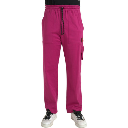 Pink Logo Cargo Cotton Jogger Sweatpants Pants