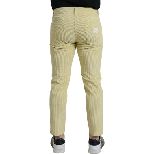 Yellow Corduroy Logo Plaque Skinny Denim Jeans