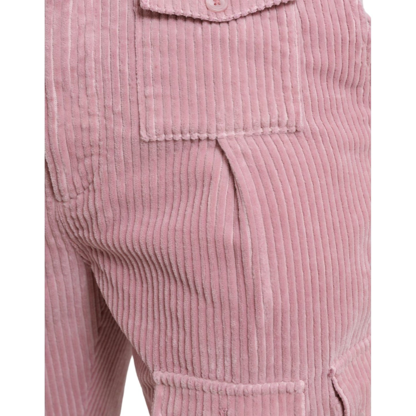 Dolce & Gabbana Pink Corduroy Cotton Stretch Skinny Cargo Jeans Dolce & Gabbana