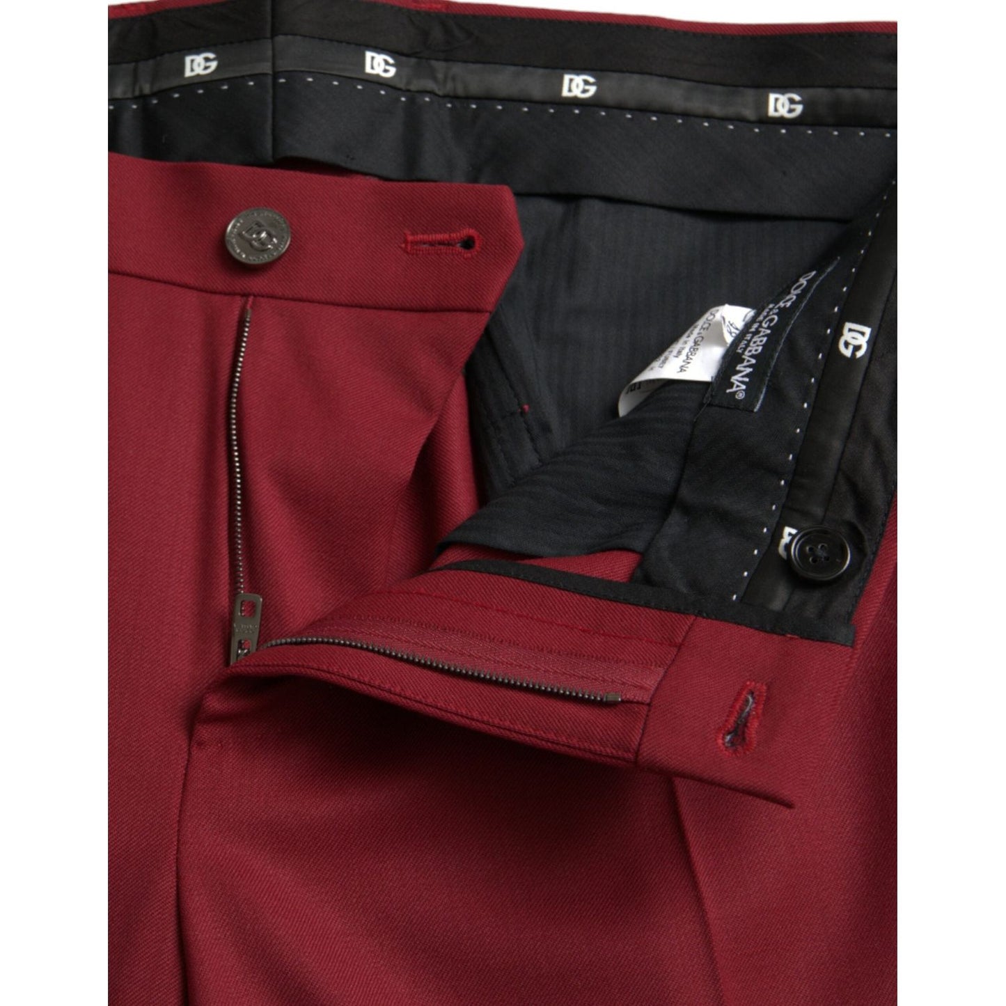 Dolce & Gabbana Red Wool Men Slim Fit Dress Pants Dolce & Gabbana