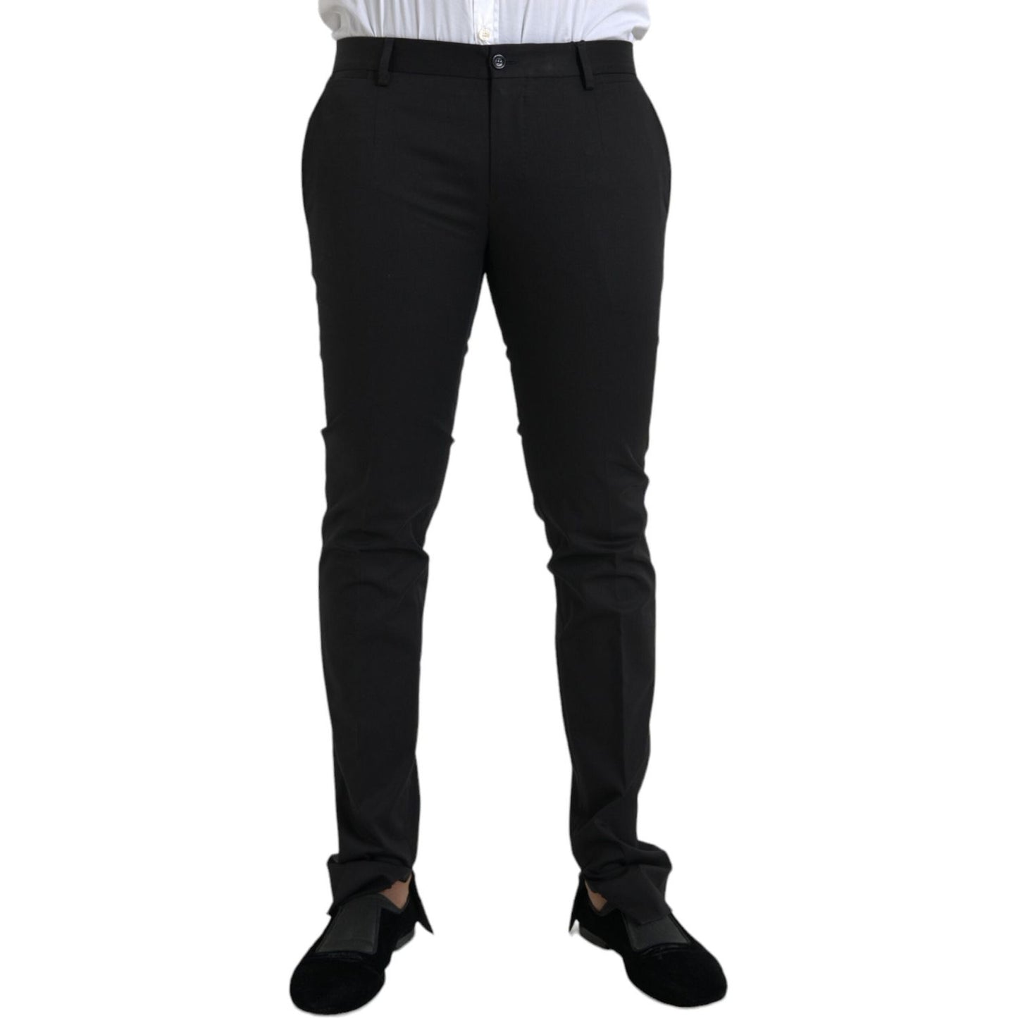 Dolce & Gabbana Black Cotton Stretch Skinny Dress Pants Dolce & Gabbana