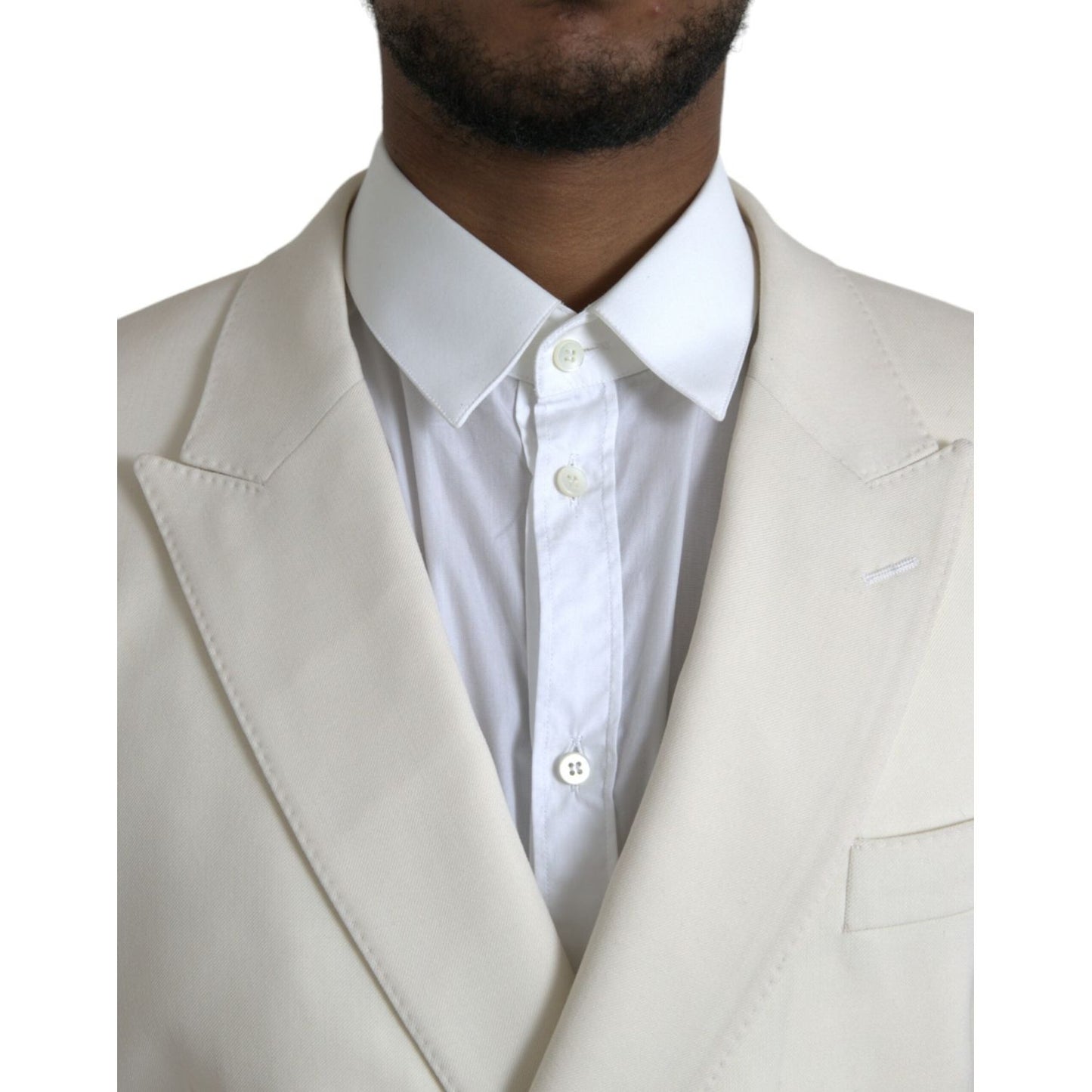 Dolce & Gabbana White Wool MARTINI Double Breasted Blazer Dolce & Gabbana