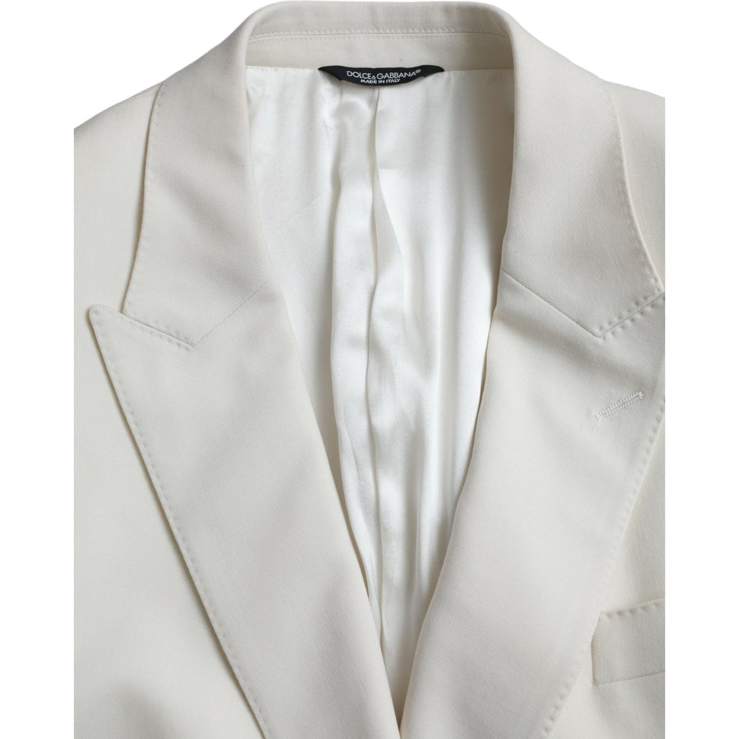 Dolce & Gabbana White Wool MARTINI Double Breasted Blazer Dolce & Gabbana